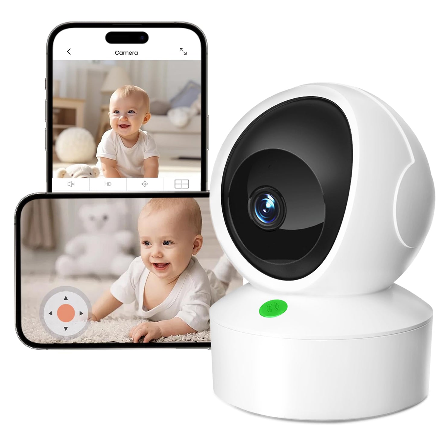 OJR 2K HD Video Baby Monitor with Camera and Audio 2.4G & 5G WiFi Baby Monitor for Smartphone One-Touch Calls Night Vision Motion Detection/Tracking 2-Way Audio