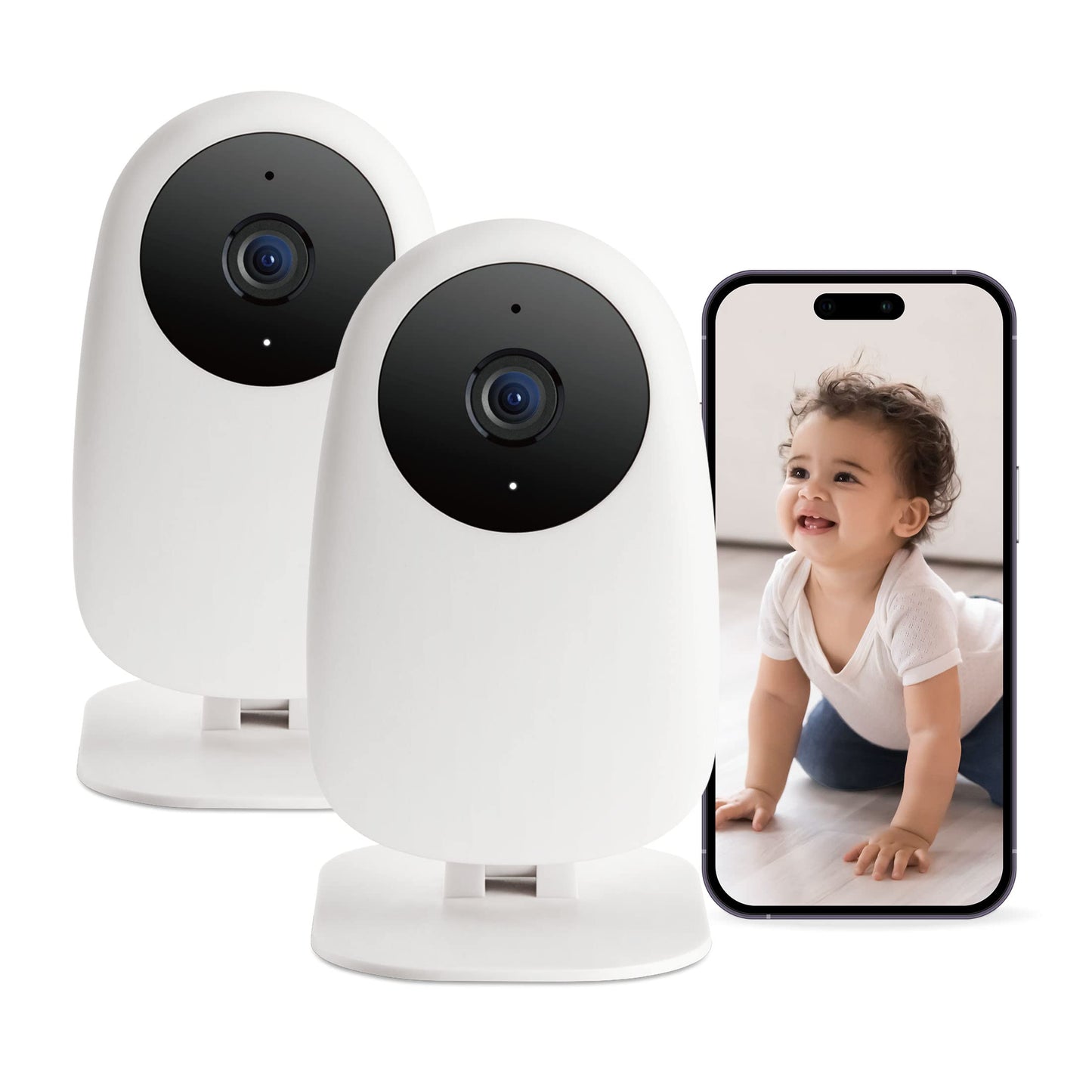 nooie Baby Monitor 2 Pack Baby Camera Monitor with Phone Access Video Baby Monitor WiFi Smartphone 2.4G 1080P HD Night Vision Two-Way Audio Motion and Sound Alerts SD or Cloud Storage